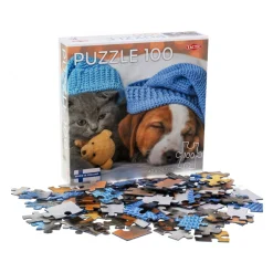 Legpuzzel Cute Kitten and Sleepy Dog, 100st.
