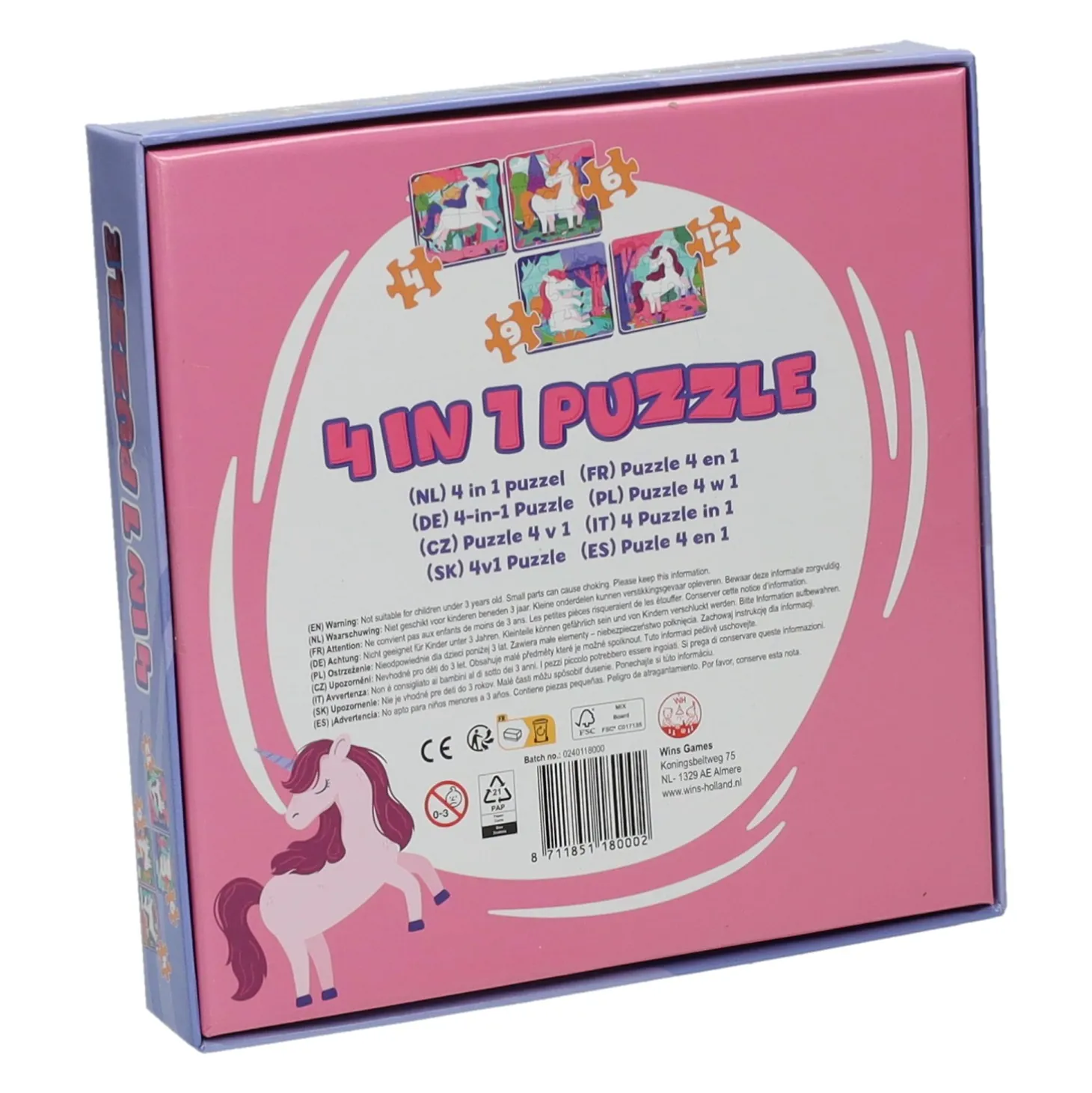 Legpuzzel 4in1 Eenhoorn, 12st.
