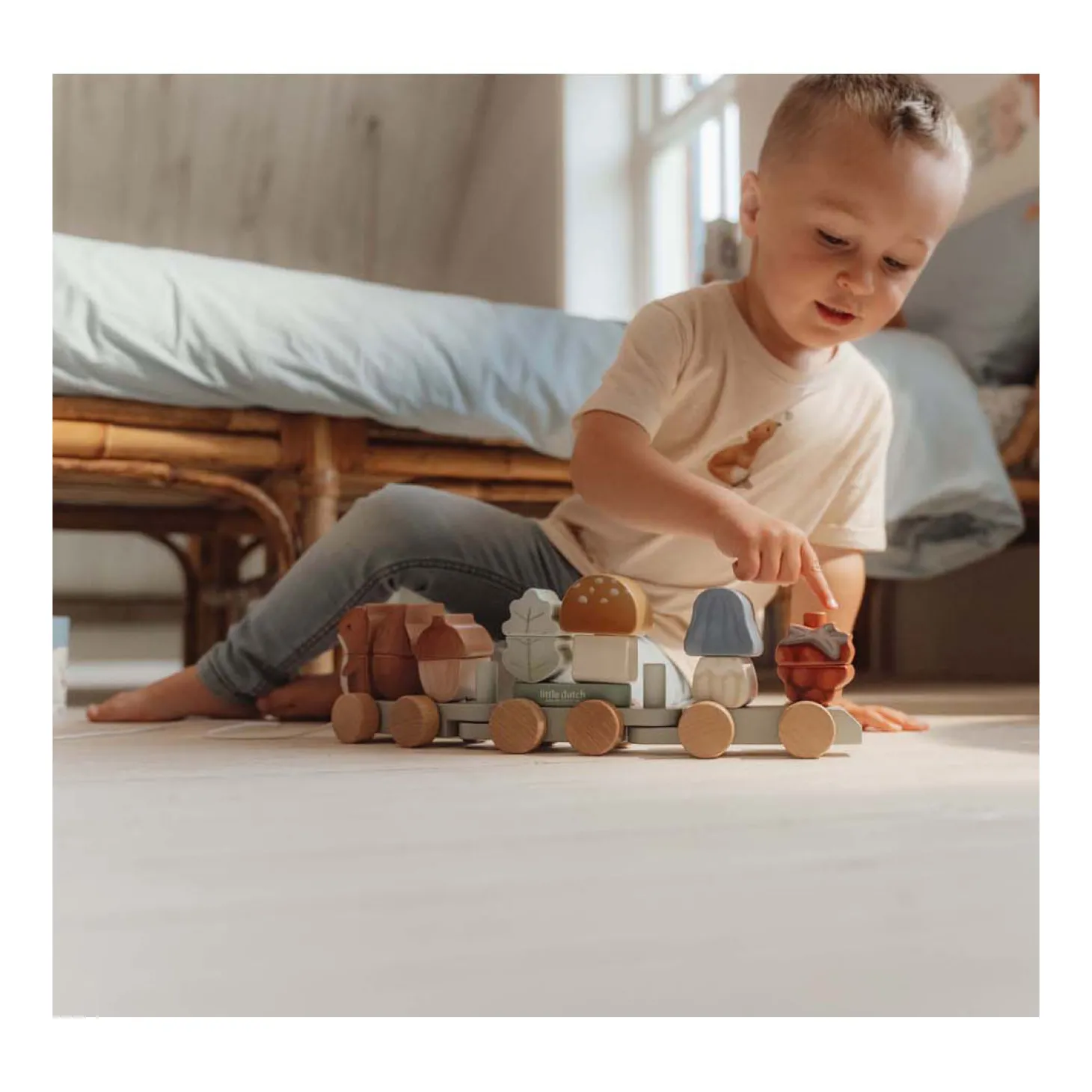 Little Dutch Houten Blokkentrein Eekhoorn Forest Friends FSC, 18dlg.