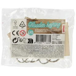 Lobbes Houten Sleutelhangers, 6st.
