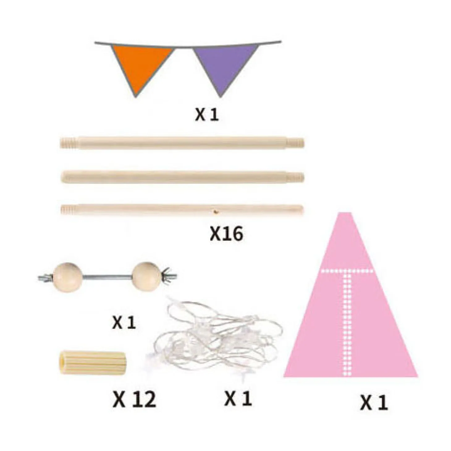 Luxe Tipitent Roze met Lichtjes, 128cm