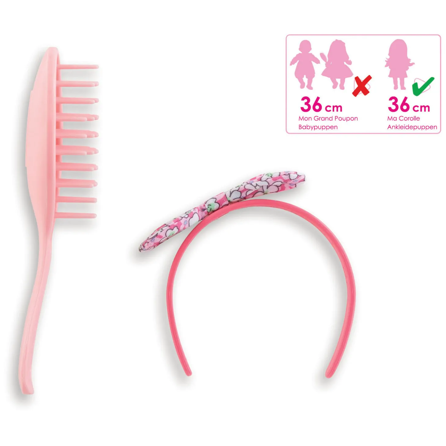 Ma Corolle Haarband Bloem met Haarborstel, 2dlg.