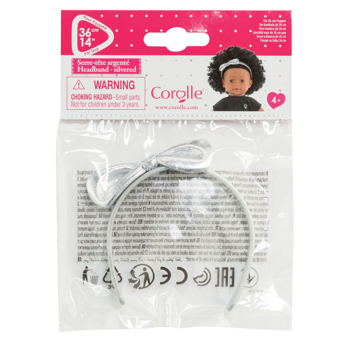 Ma Corolle Haarband met Strik Zilver, 36cm