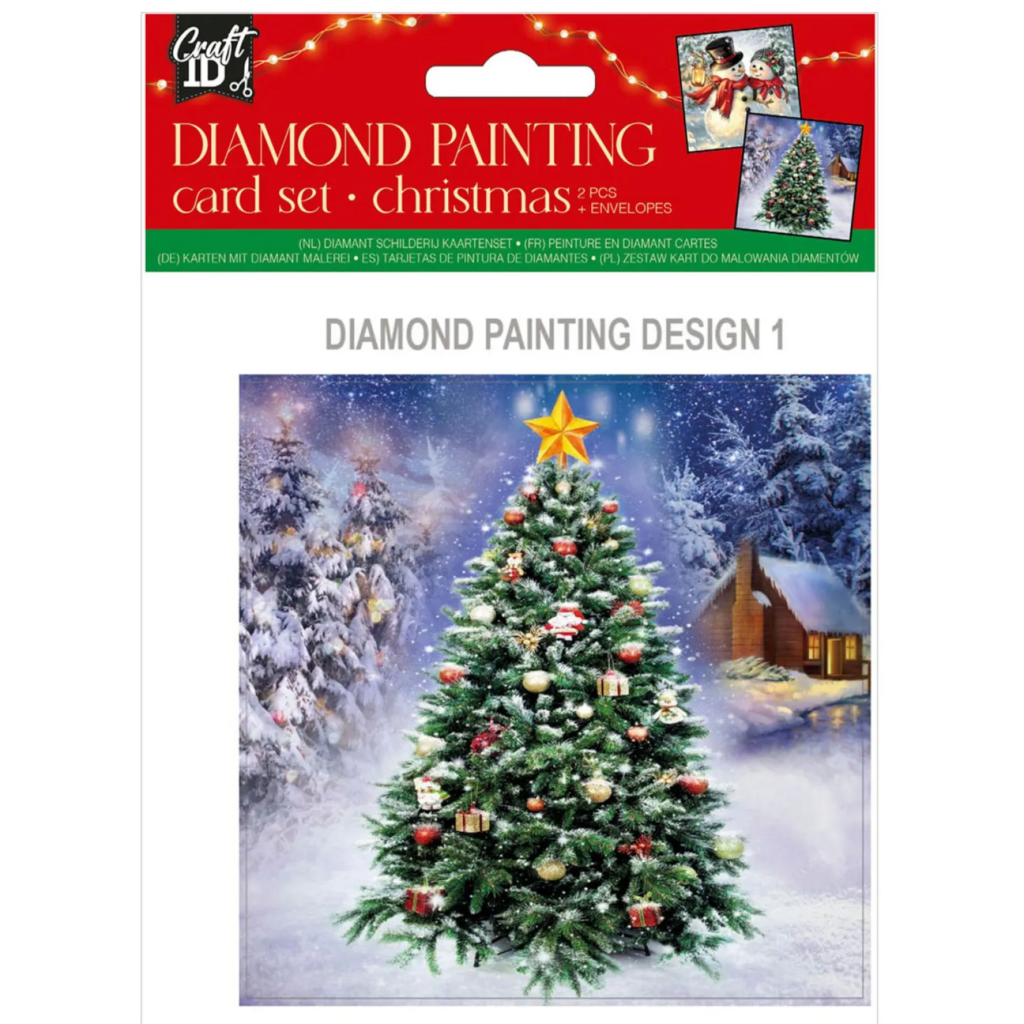 Maak je eigen Kerstkaarten Diamond Painting, 2st.