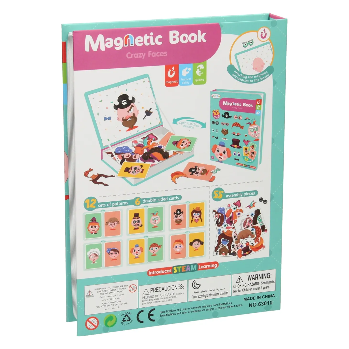 Magnetisch Opbergboek - Gekke Gezichten, 55dlg.