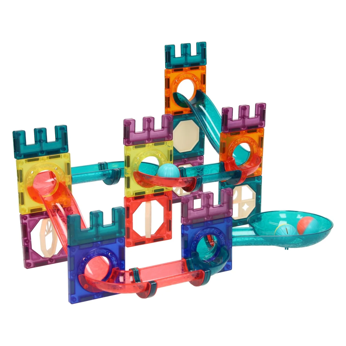 Magnetische Knikkerbaan Kasteel met Licht, 56dlg.