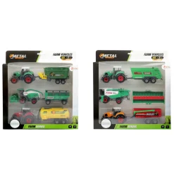 Metal Tractor met Aanhanger, 6dlg.