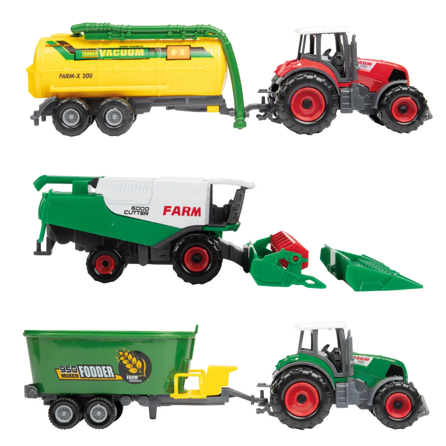 Metal Tractor met Aanhanger, 6dlg.