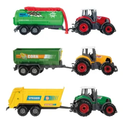 Metal Tractor met Aanhanger, 6dlg.
