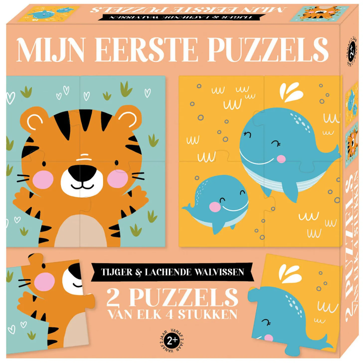 Mijn Eerste Puzzels - Tijger & lachende walvissen, 2x4st.