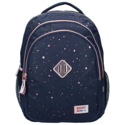 Milky Kiss Rugzak Divine Days Donkerblauw met Roze Stippen, 3-vaks