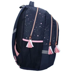 Milky Kiss Rugzak Divine Days Donkerblauw met Roze Stippen, 3-vaks