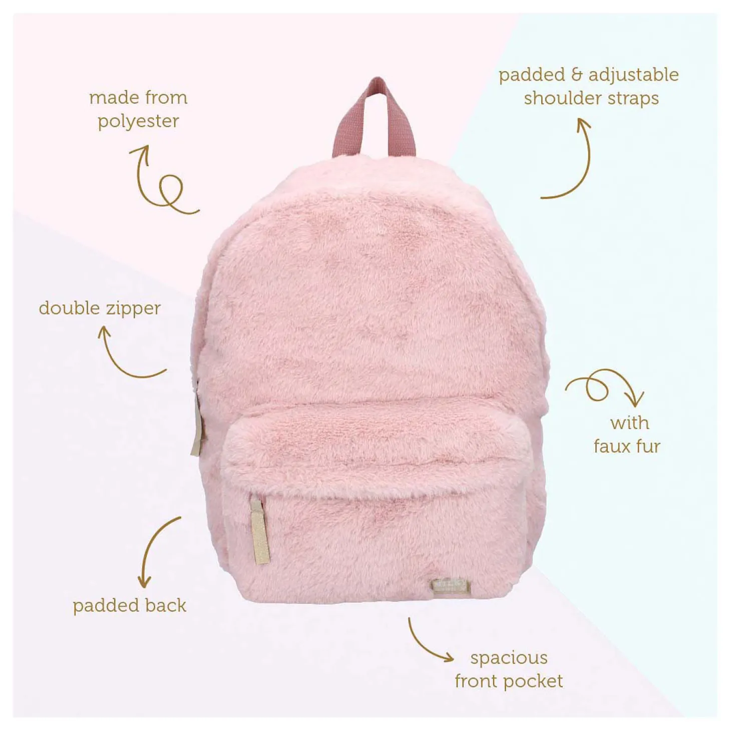 Milky Kiss Rugzak The Wow Factor Fluffy Lichtroze