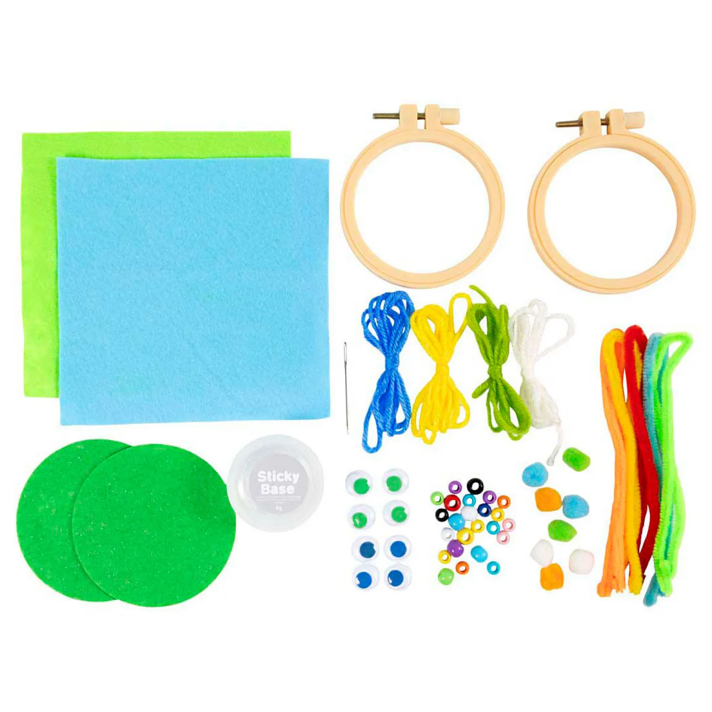 Mini Hobbyset Gezichtjes Borduren Blauw en Groen