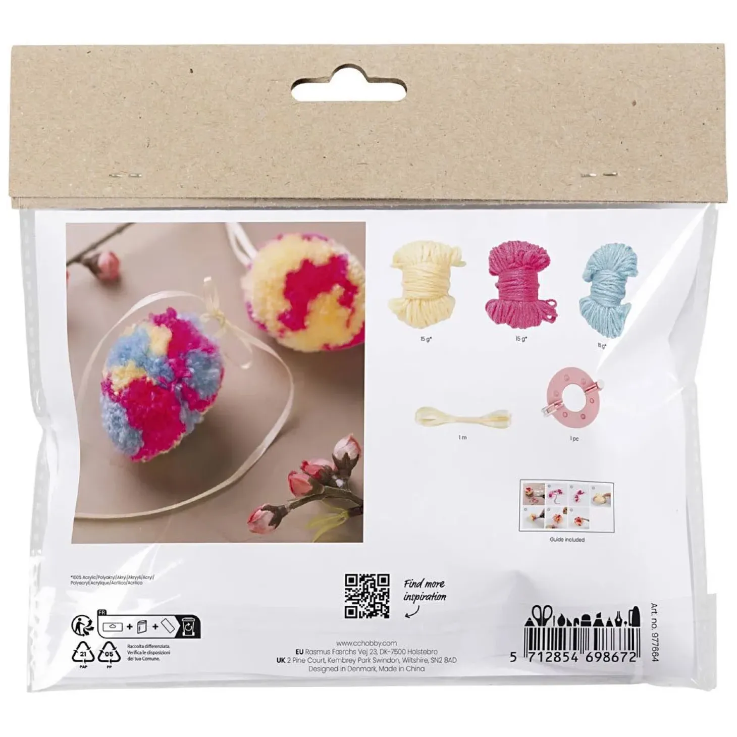 Mini Hobbyset Pompom Ei, 2st. Pasen