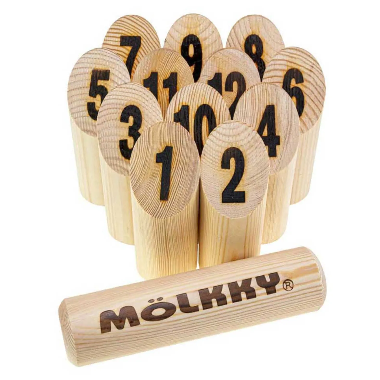Molkky GO Grenenhout Werpspel met 12 Kegels