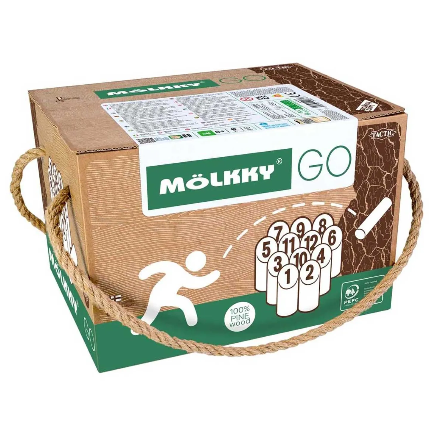 Molkky GO Grenenhout Werpspel met 12 Kegels