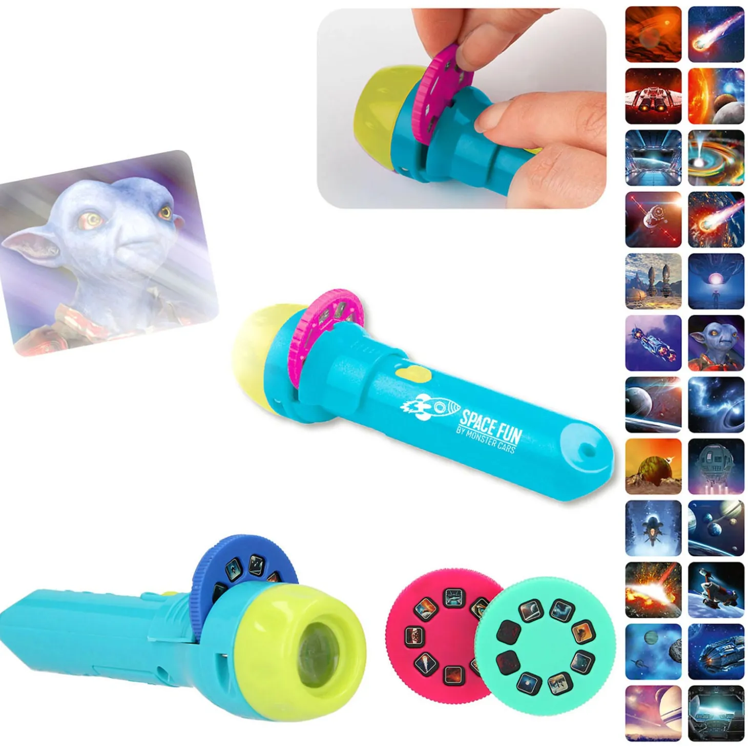 Monster Cars Zaklamp met Plaatjes