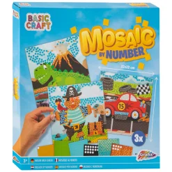 Mozaiek op Nummer - Piraat, Dino en Voertuig