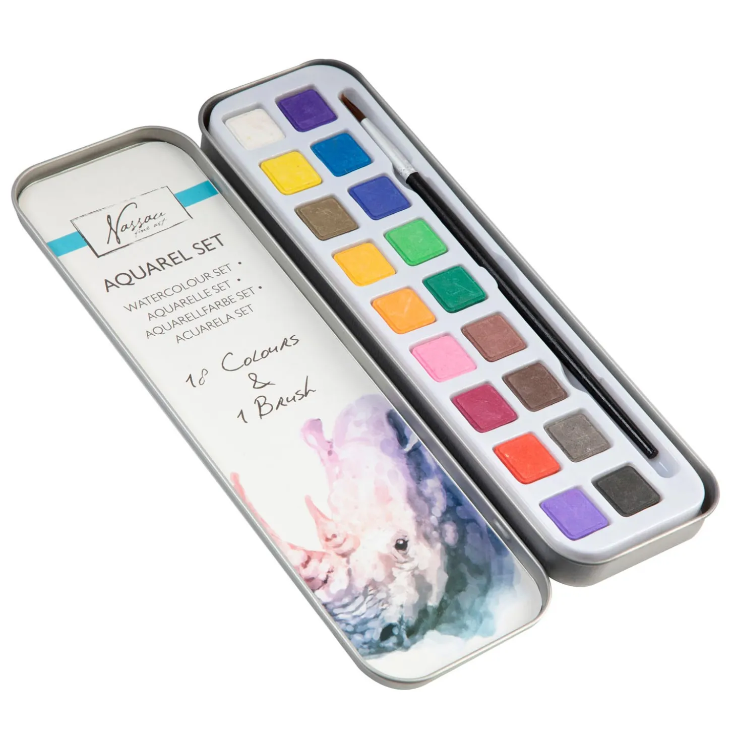 Nassau Aquarel Verfset, 18 kleuren