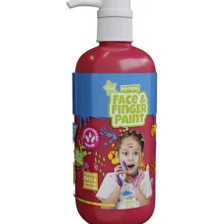 Natural Face & Fingerpaint Fles met Pompje - Rood, 1L