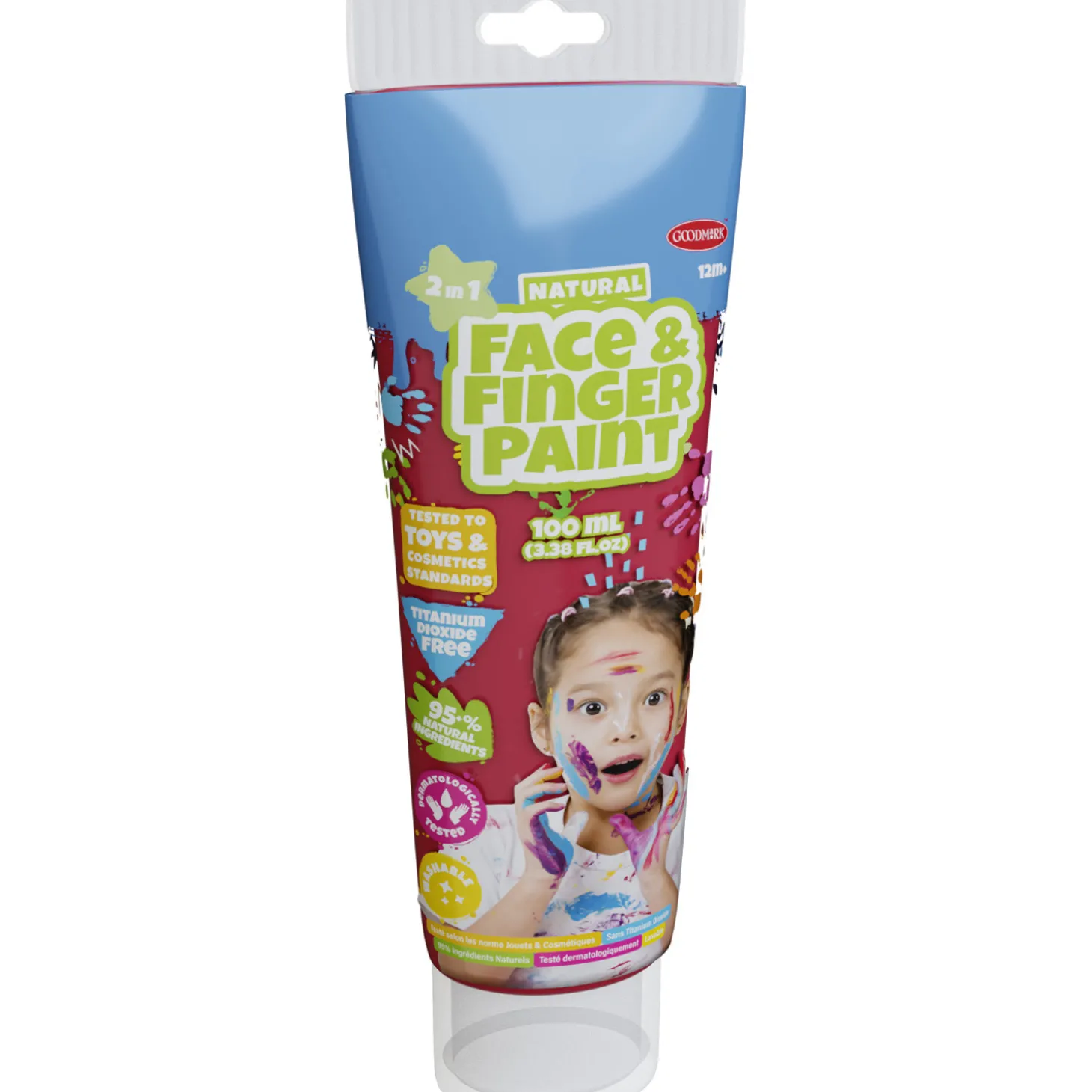 Natural Face & Fingerpaint Tube - Rood, 100ml