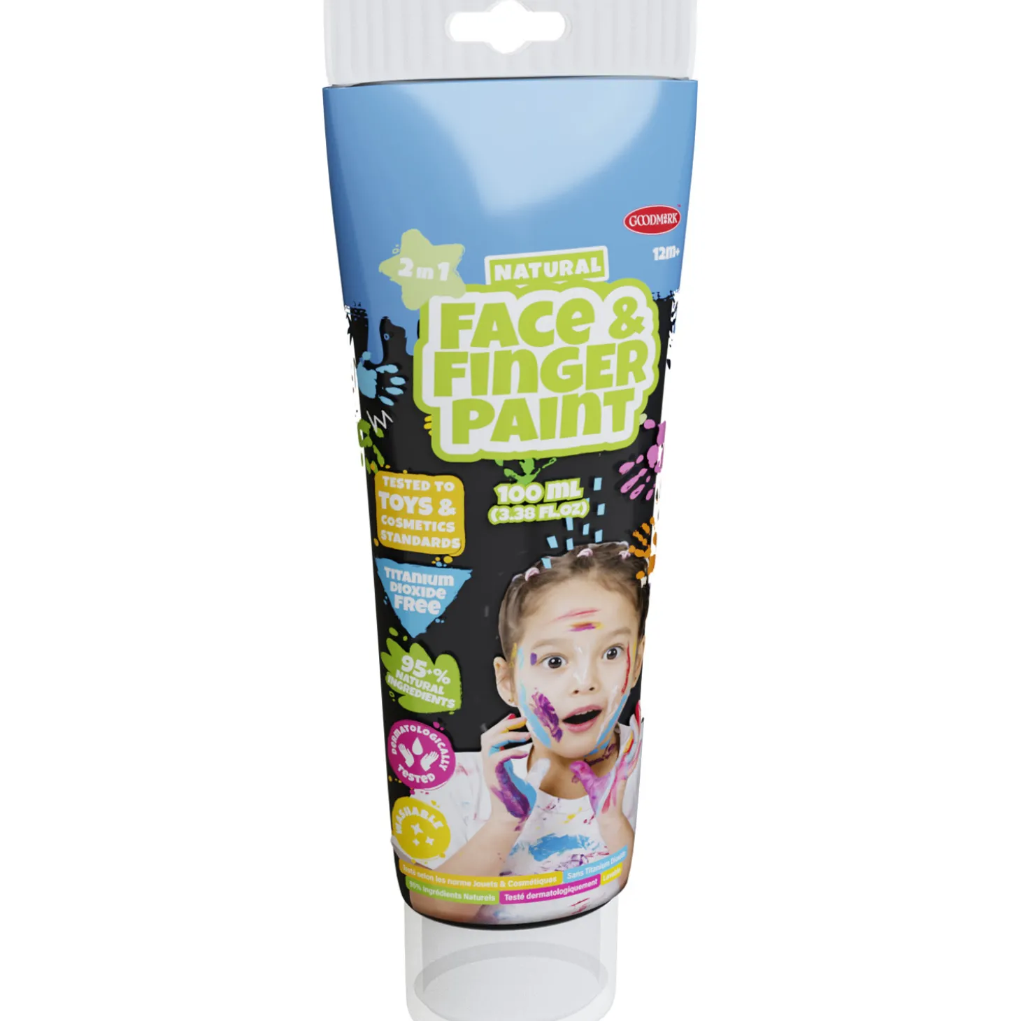 Natural Face & Fingerpaint Tube - Zwart, 100ml