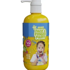 Natural Face & Fingerpaint Fles met Pompje - Geel, 1L