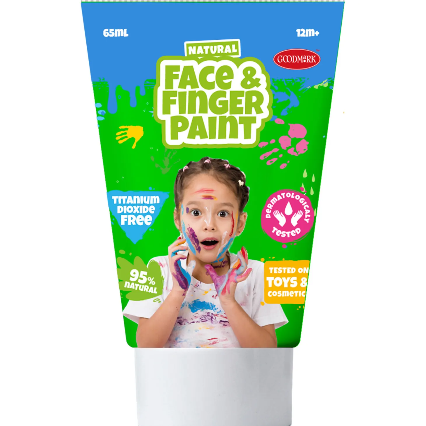 Natural Face & Fingerpaint Tube - Groen en Geel, 2x65ml