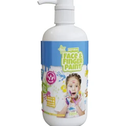 Natural Face & Fingerpaint Fles met Pompje - Wit, 1L