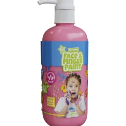 Natural Face & Fingerpaint Fles met Pompje - Roze, 1L