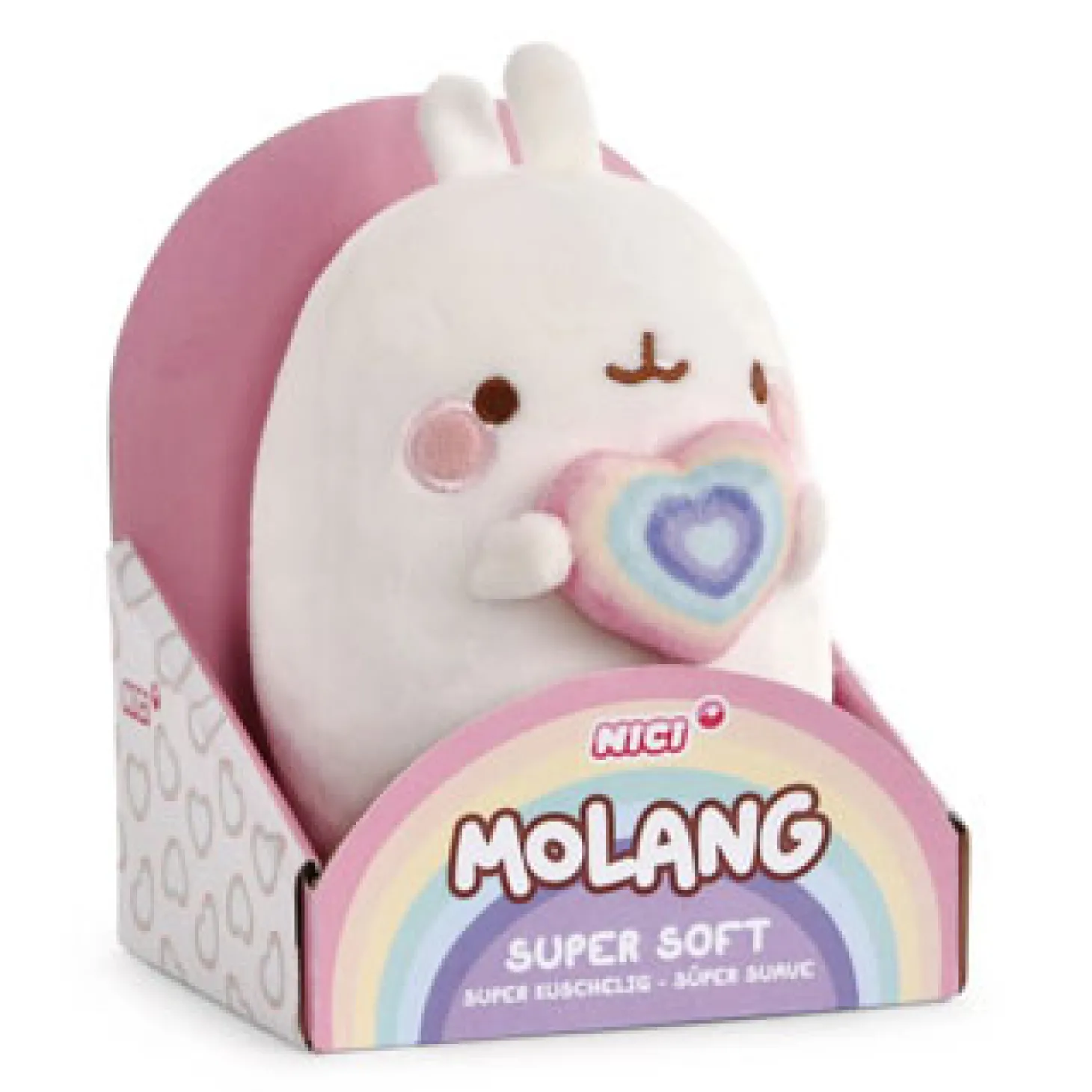 Nici Pluchen Knuffel Molang Regenboog met Hart in Geschenkdoos, 16cm