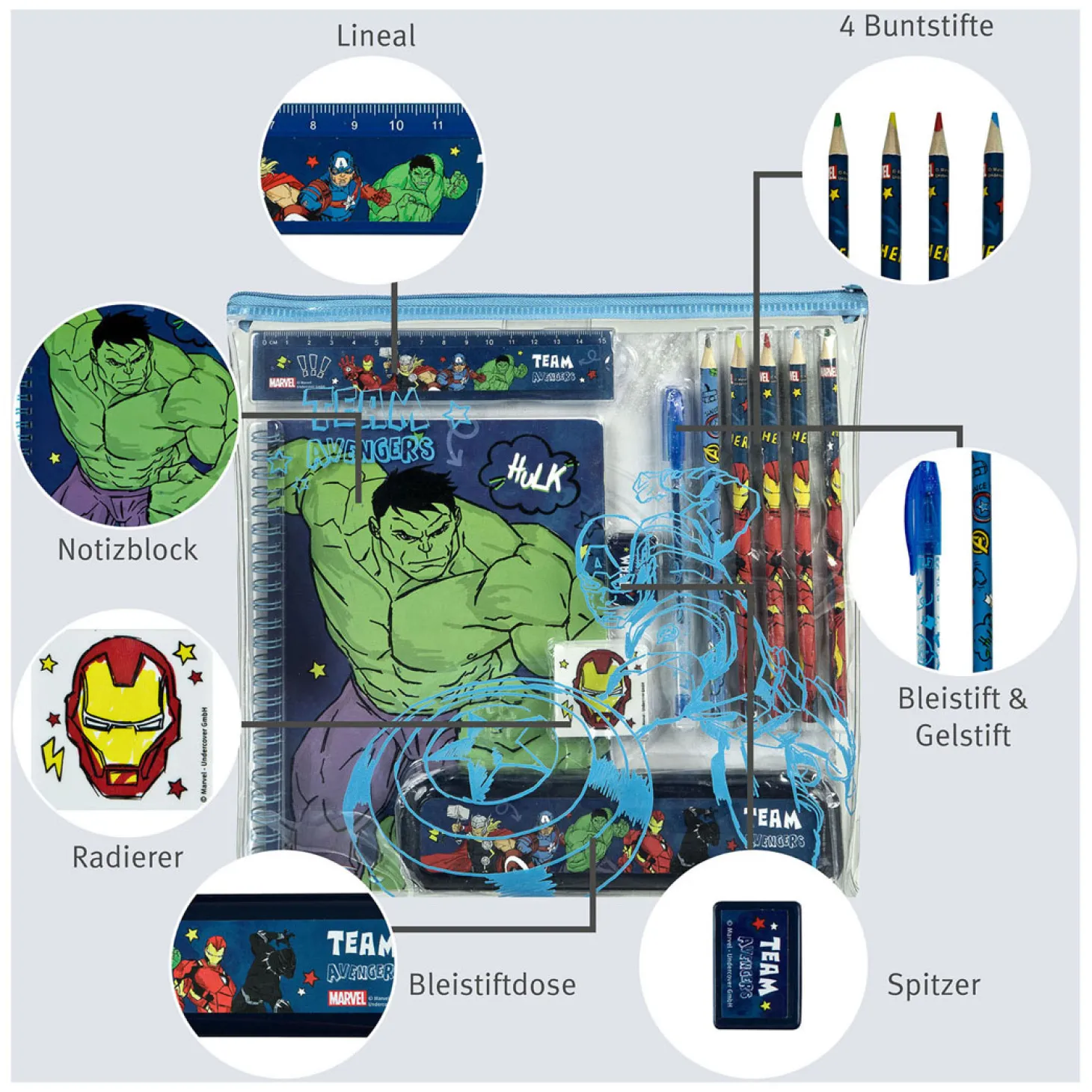 Notitie en Schrijfset Avengers