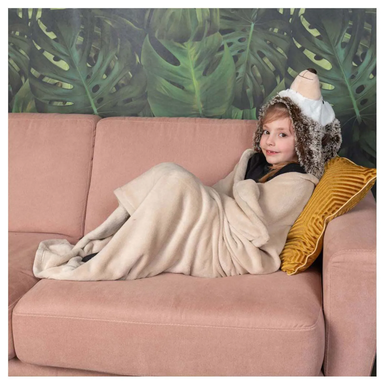 Noxxiez Knuffeldeken met Capuchon Egel, 130x100cm