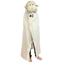 Noxxiez Knuffeldeken met Capuchon Schaap, 130x100cm