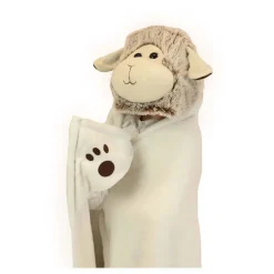 Noxxiez Knuffeldeken met Capuchon Schaap, 130x100cm