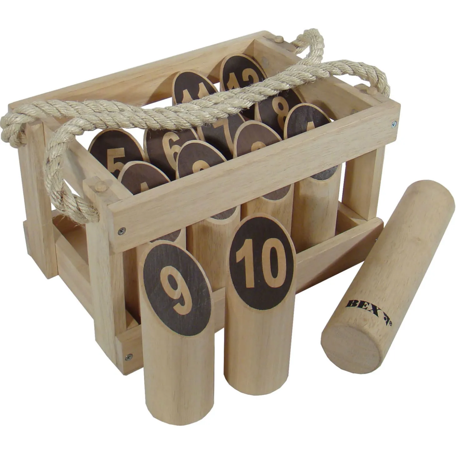Number Kubb Original Rubber Hout in Houten Kist