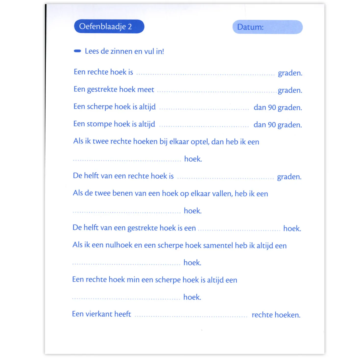 Oefenblaadjes Meetkunde (10-11j)