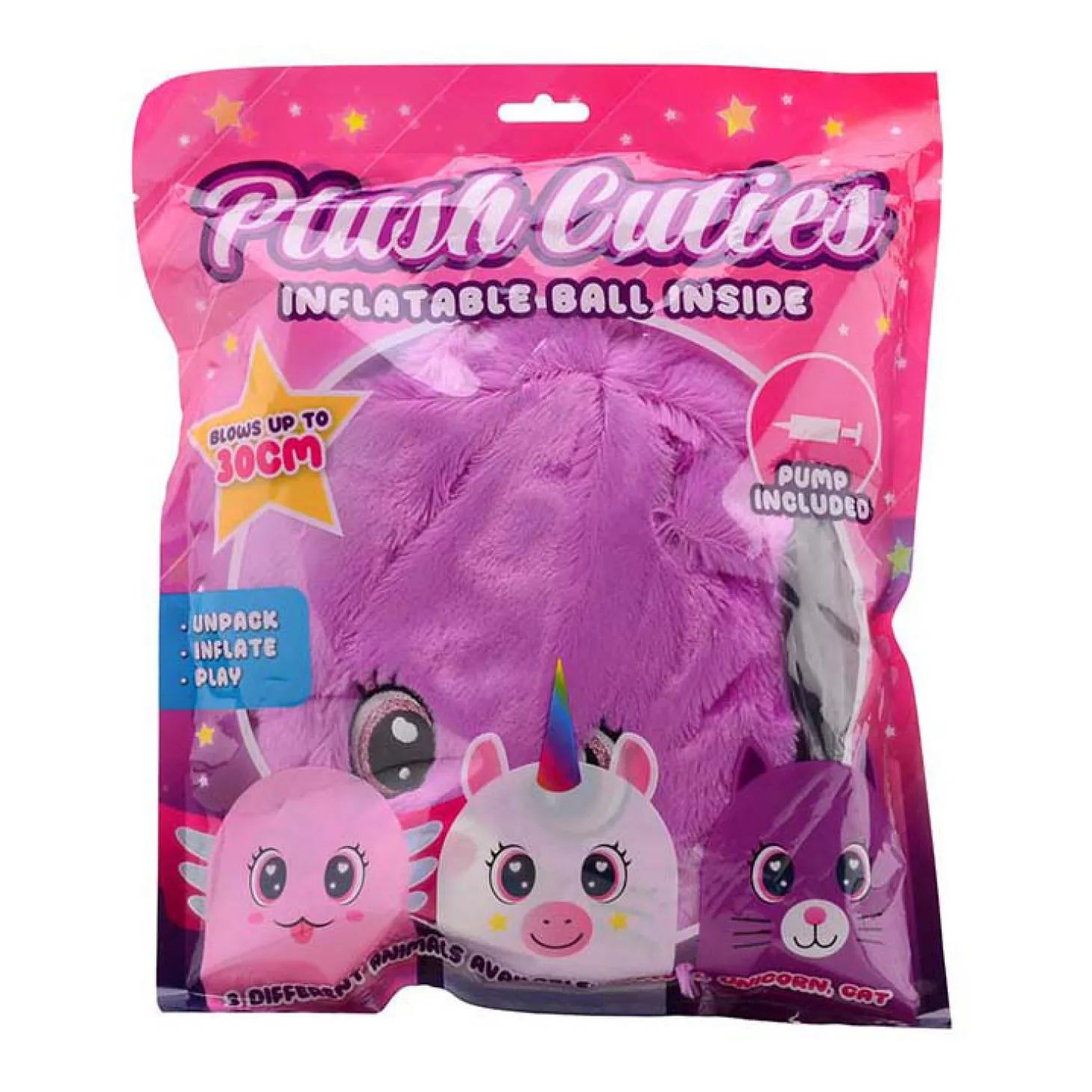 Opblaasbare Pluche KnuffelCutie met Pomp, 30cm