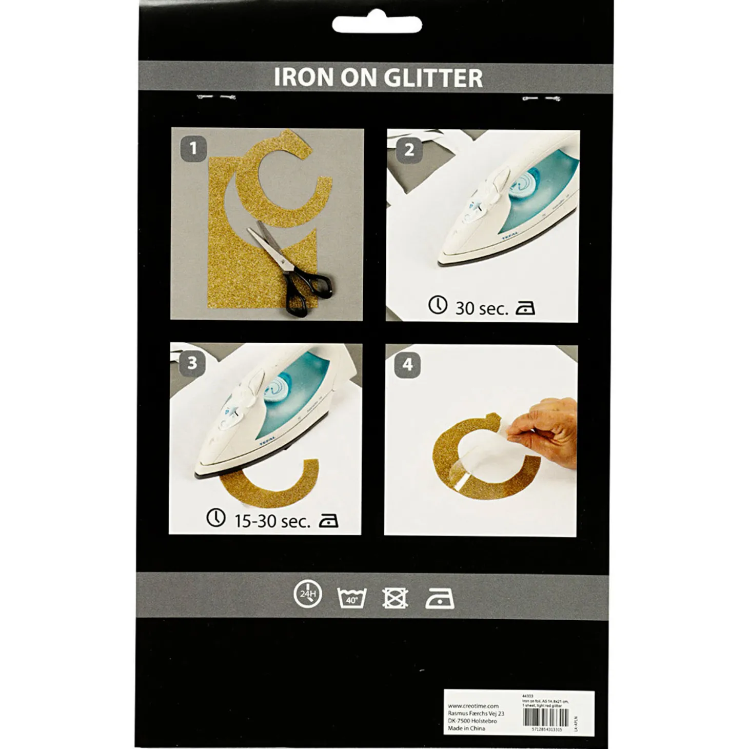 Opstrijkfolie Glitter Lichtrood, A5