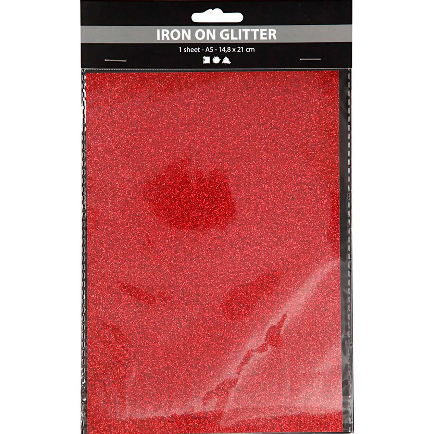 Opstrijkfolie Glitter Rood, A5