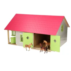 Paardenstal Roze met 2 Boxen en Berging, 1:24