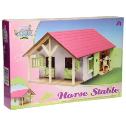 Paardenstal Roze met 2 Boxen en Berging, 1:24