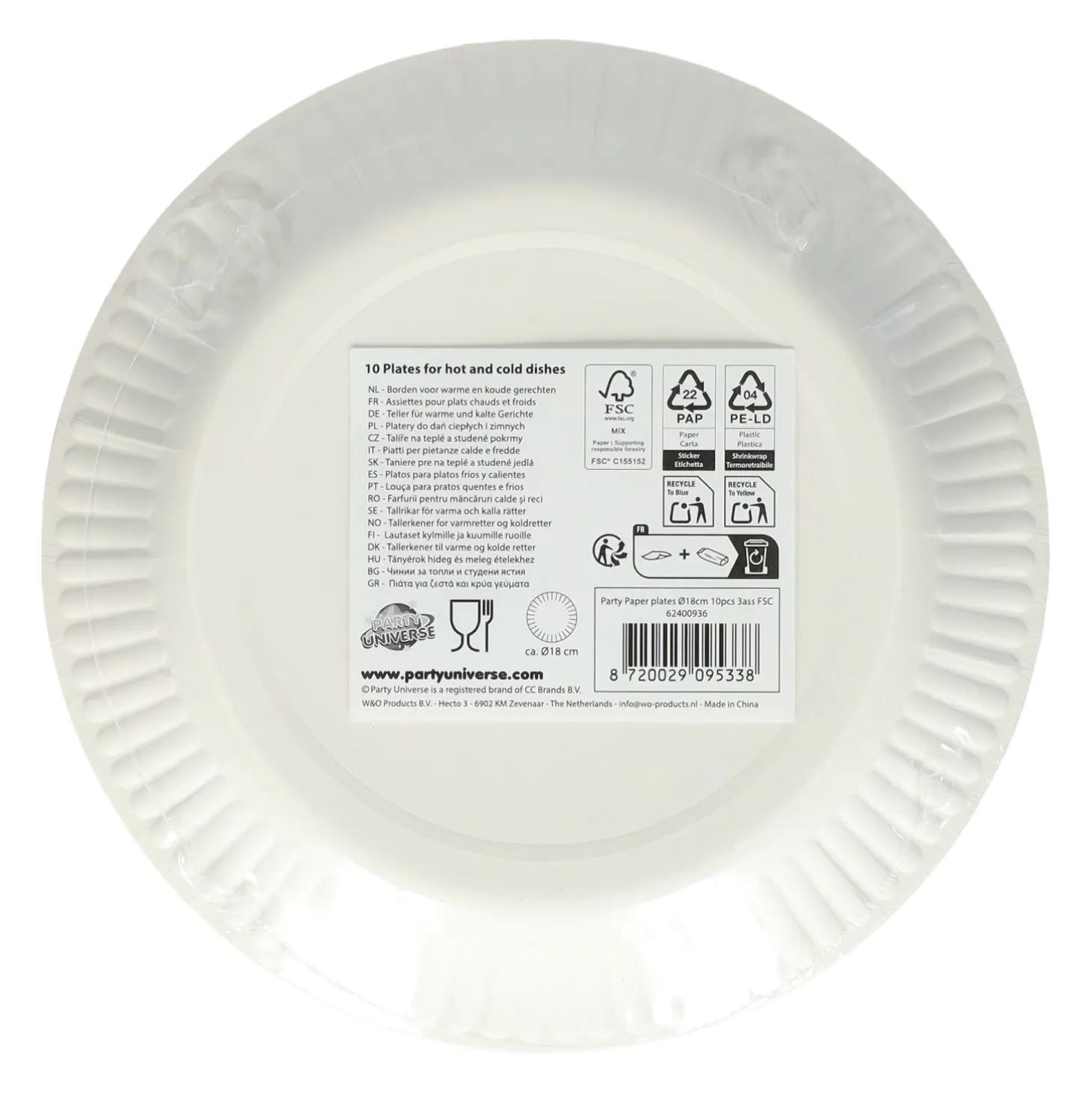 Papieren Feest Borden 18cm, 10st.