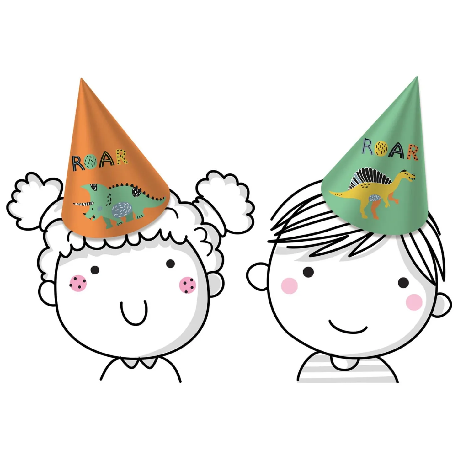 Papieren Feesthoedjes Dino Roars, 6st.