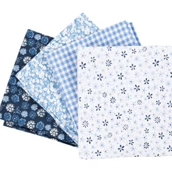 Patchwork Stof Blauw 45x55cm, 4st.