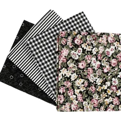 Patchwork Stof Zwart 45x55cm, 4st.