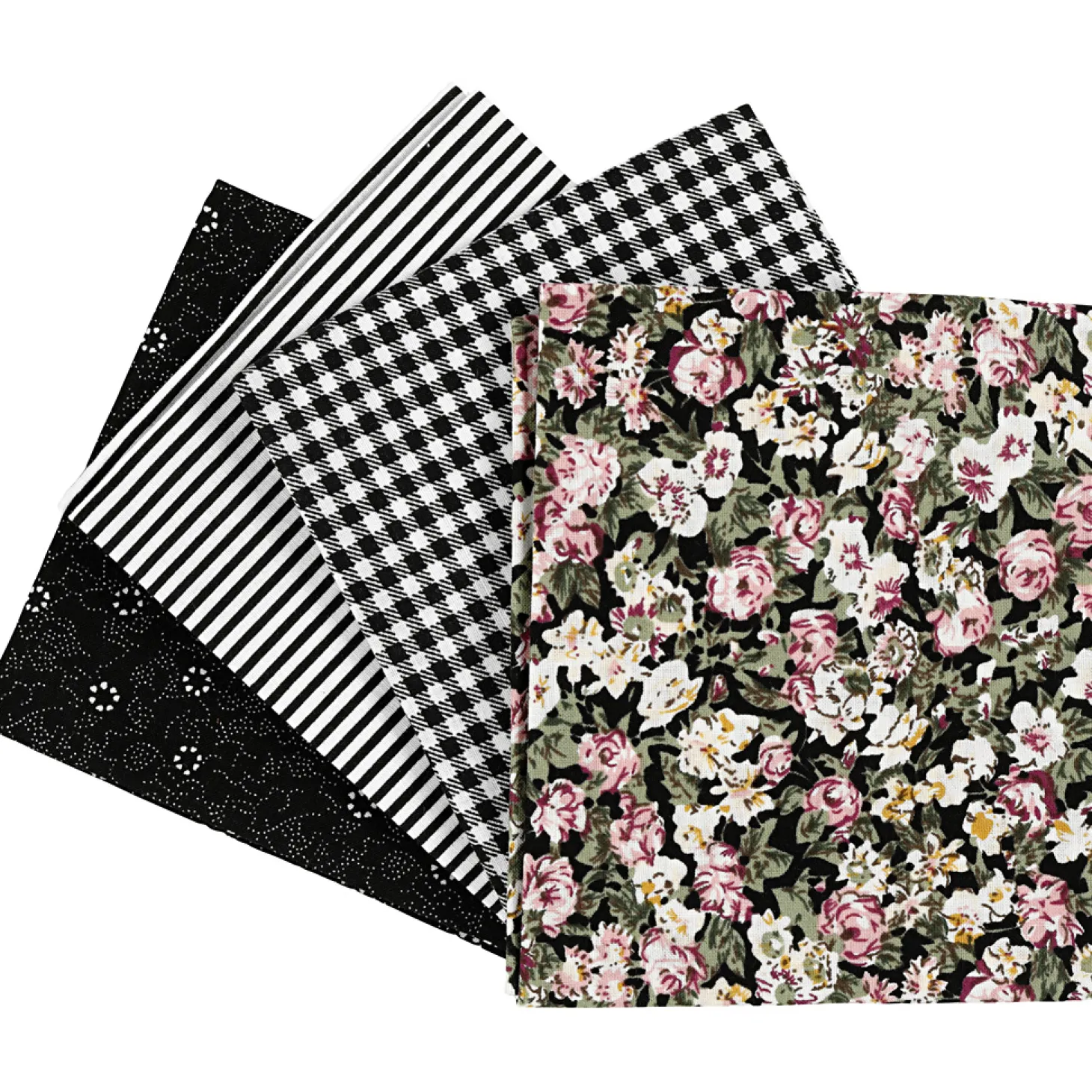 Patchwork Stof Zwart 45x55cm, 4st.