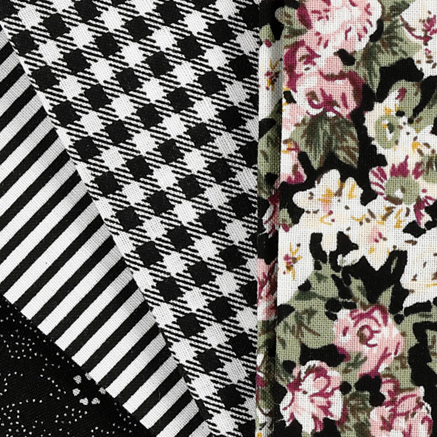 Patchwork Stof Zwart 45x55cm, 4st.