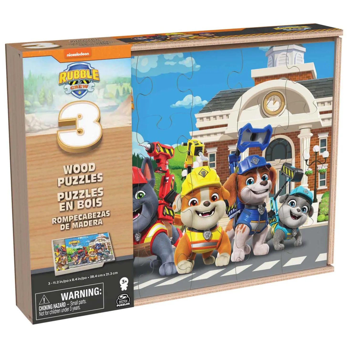 PAW Patrol Rubble & Crew - Houten Puzzels in Houten Doos - 3x24st.